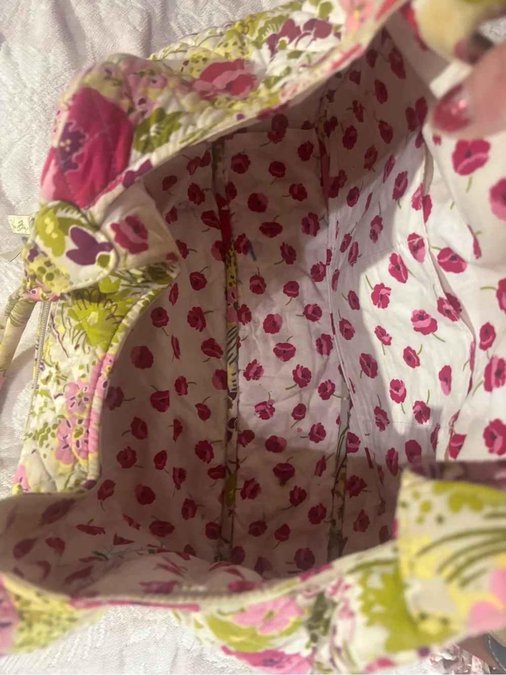 Vera Bradley Floral Quilted Hobo Bag in Pink and Green